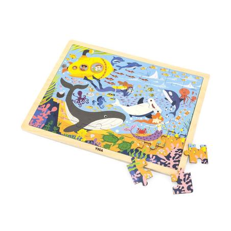 Dřevěné puzzle 48 dílků Viga Mořský život - multicolor
