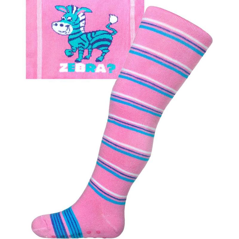 Bavlněné punčocháčky New Baby s ABS zebra s pruhy - růžová/104 (3-4r)