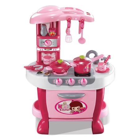 Velká dětská kuchyňka s dotykovým sensorem Baby Mix + příslušenství - růžová