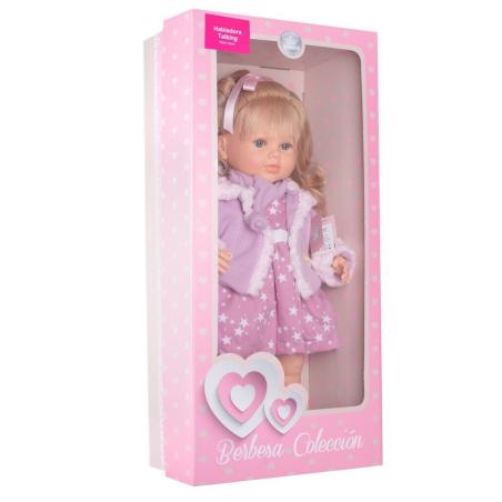 Luxusní mluvící dětská panenka-holčička Berbesa Kristýna 52cm (poškozený obal) - růžová