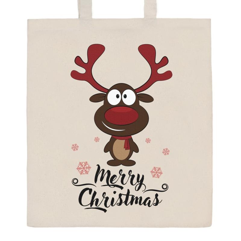 Bavlněná nákupní taška s potiskem New Baby Merry Christmas - přírodní